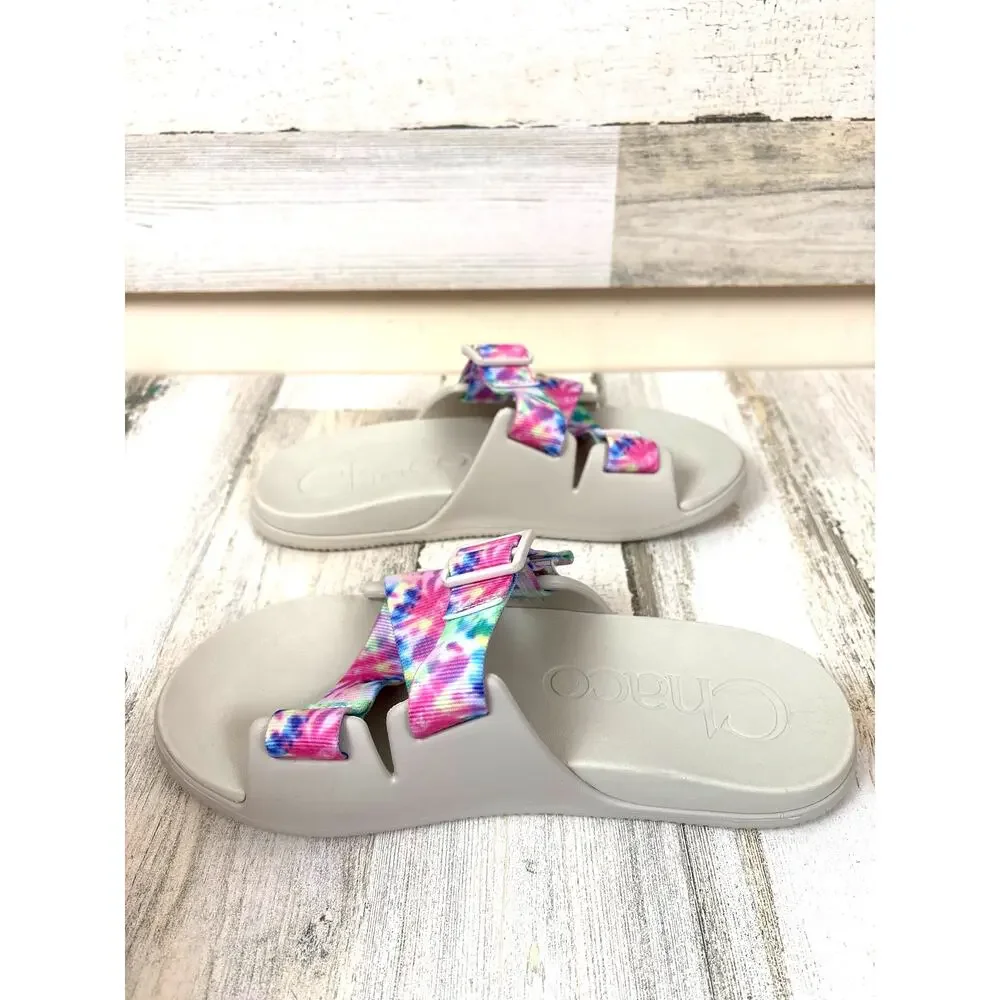 Chaco Womens 7 Tie Dye Multi Chillos Buckle Slip On Slide Sandals NEW